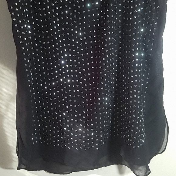 Pretty Rebellious Sheer Black Top with Bling Small - Picture 4 of 5